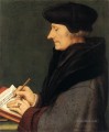 Retrato de Erasmo de Rotterdam escribiendo el Renacimiento Hans Holbein el Joven